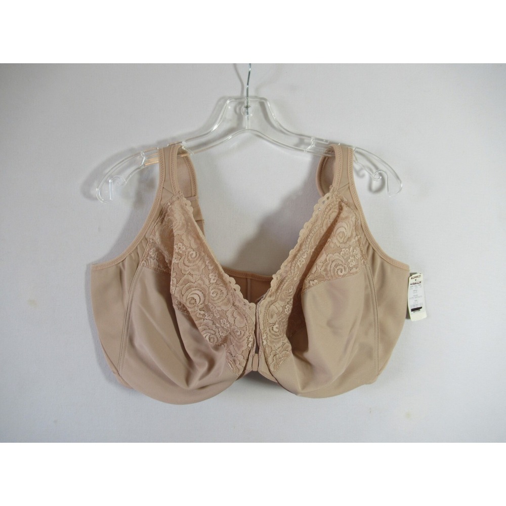 NEW Glamorise Wonderwire Front Close Bra 48H Beige Underwire Magic Lift 1245